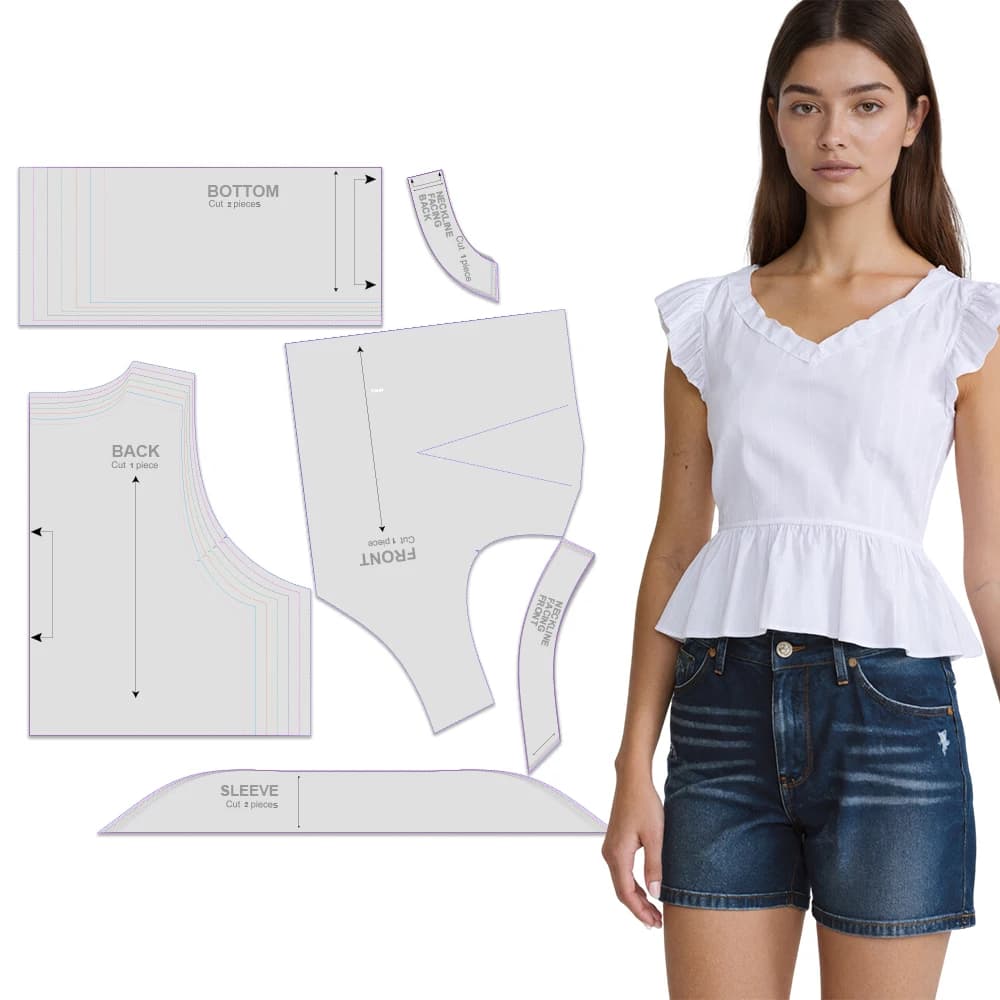 Modelli di cucito per top da donna in 7 taglie (XS-XXXL), kit da cucito per principianti per abbigliamento da donna