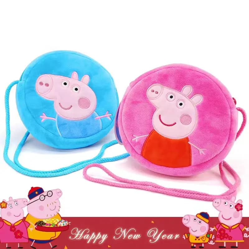 16cm Peppa Pig Kawaii Plush Stuffed Rounded Backpack Toys George Kindergarten Cartoon Shoulder Bag Coin Purse Girl Birthday Gift
