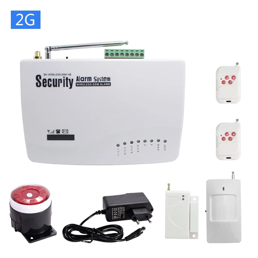 Sistema di Allarme GSM 2G con Doppia Antenna, Autodifesa Antifurto, Sensore Wireless per Porte, Rilevatore di Movimento PIR, Allarme Antifumo