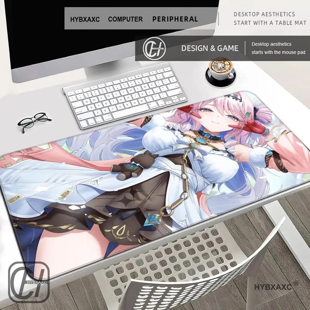 HYBXAXC XXL HD print Kawaii Anime Girl Denia rapid response Wuthering Waves Gaming Mousepad Tastiera per computer Mouse da scrivania in gomma