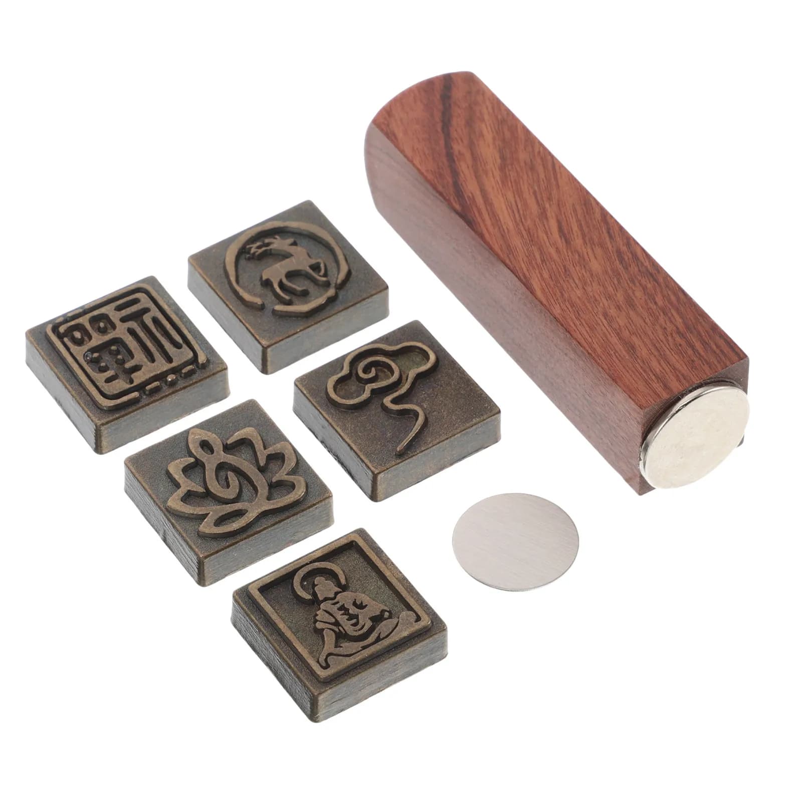 Zen Cloud Calligraphy Stamp Set Black Sandalwood Hand Carved Chinese Ink Stamp for Painting Scrapbooking Fabric Clay Crafting