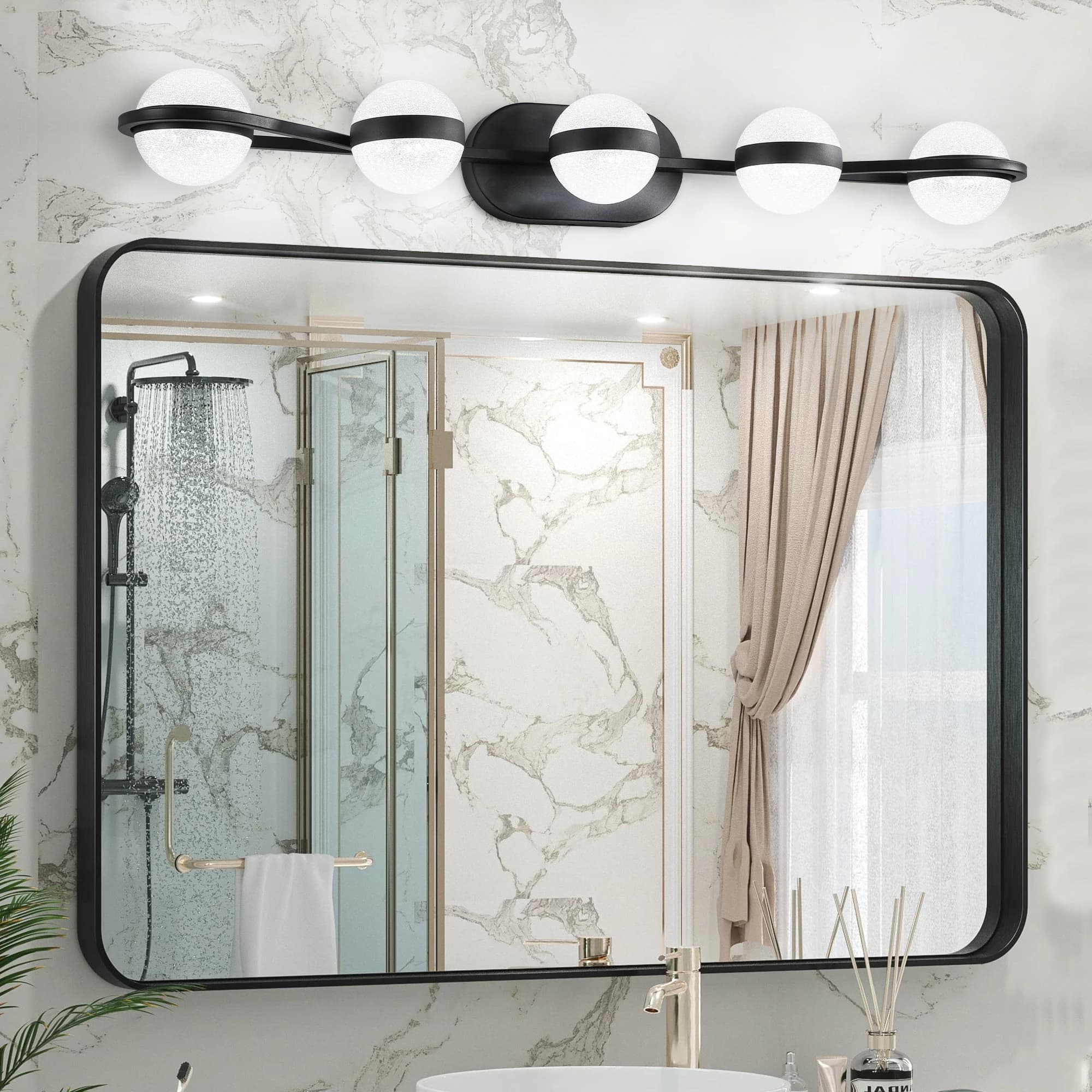 Apparecchi di illuminazione decorativi per bagno eleganti luci anteriori a specchio di bell'aspetto luci a specchio per il trucco della stanza luci nere a 5 LED