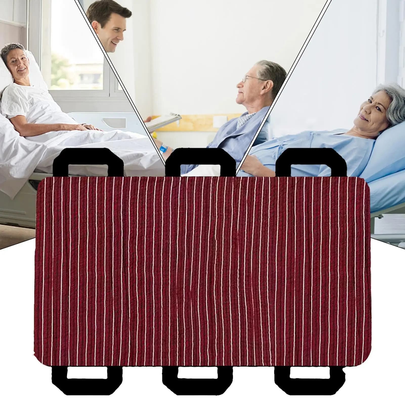 Bed Mats with Handles, Waterproof Bed Sheets for Transfer 110x62 cm, Repositioning Mat with 6 Handles for Seniors and Adult Patients