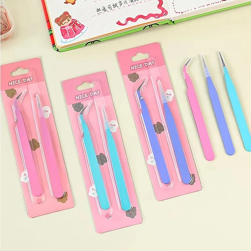 2Pcs/Set Tweezers Macaroon Color Clip Scrapbook Sticker Tweezers Tape Picking DIY Journal Album Stationery School Tool Supplies