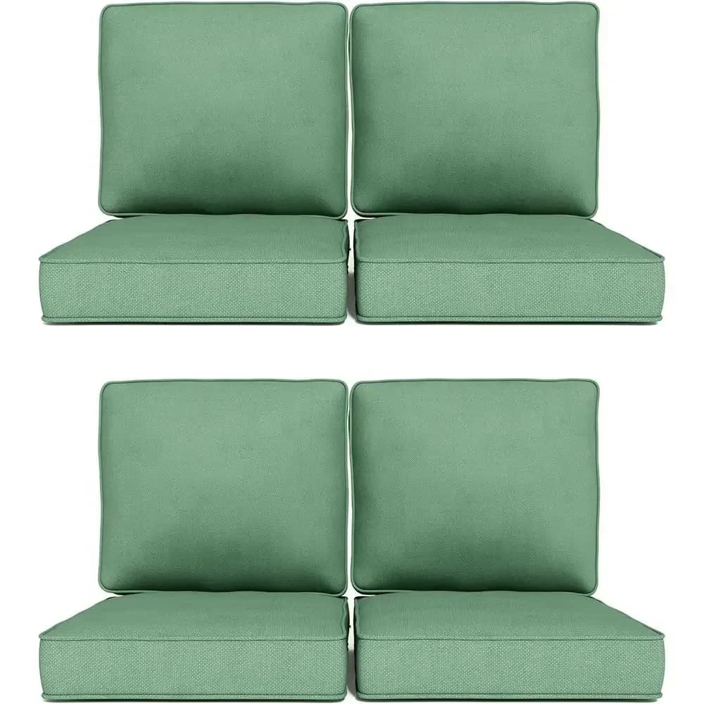 Outdoor Chair Cushions 23x24x4, Deep Seat Patio Replacement Set, Removable Zippered Cover, Weather-Resistant Olefin Fabric, 4-Pi