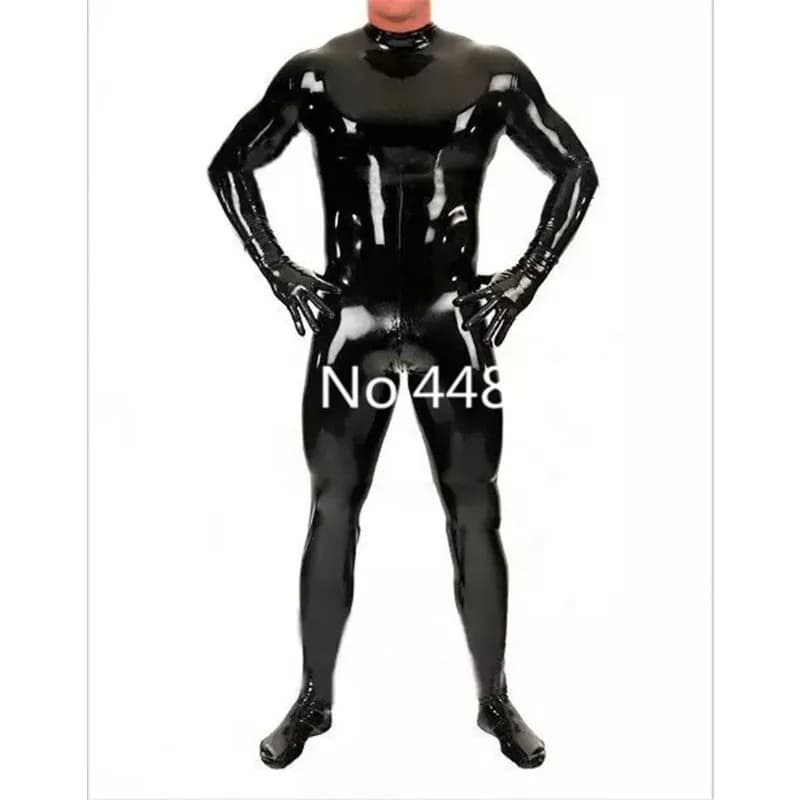 Body Zentai da uomo in lattice naturale con guanti e calzini con cerniera posteriore Abbigliamento da festa personalizzato XS-XXXL