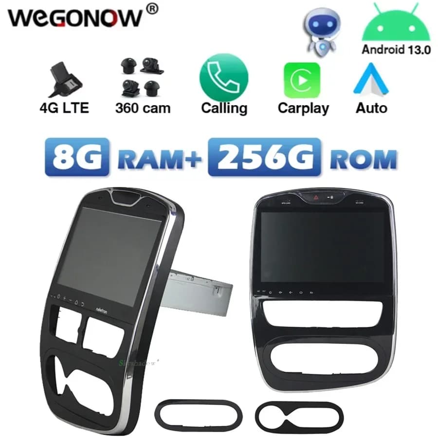 4G SIM Carplay Auto Android 13.0 8G+256G LTE Car DVD Player DSP IPS RDS Radio GPS Map wifi Bluetooth For Renault Clio 2013- 2019