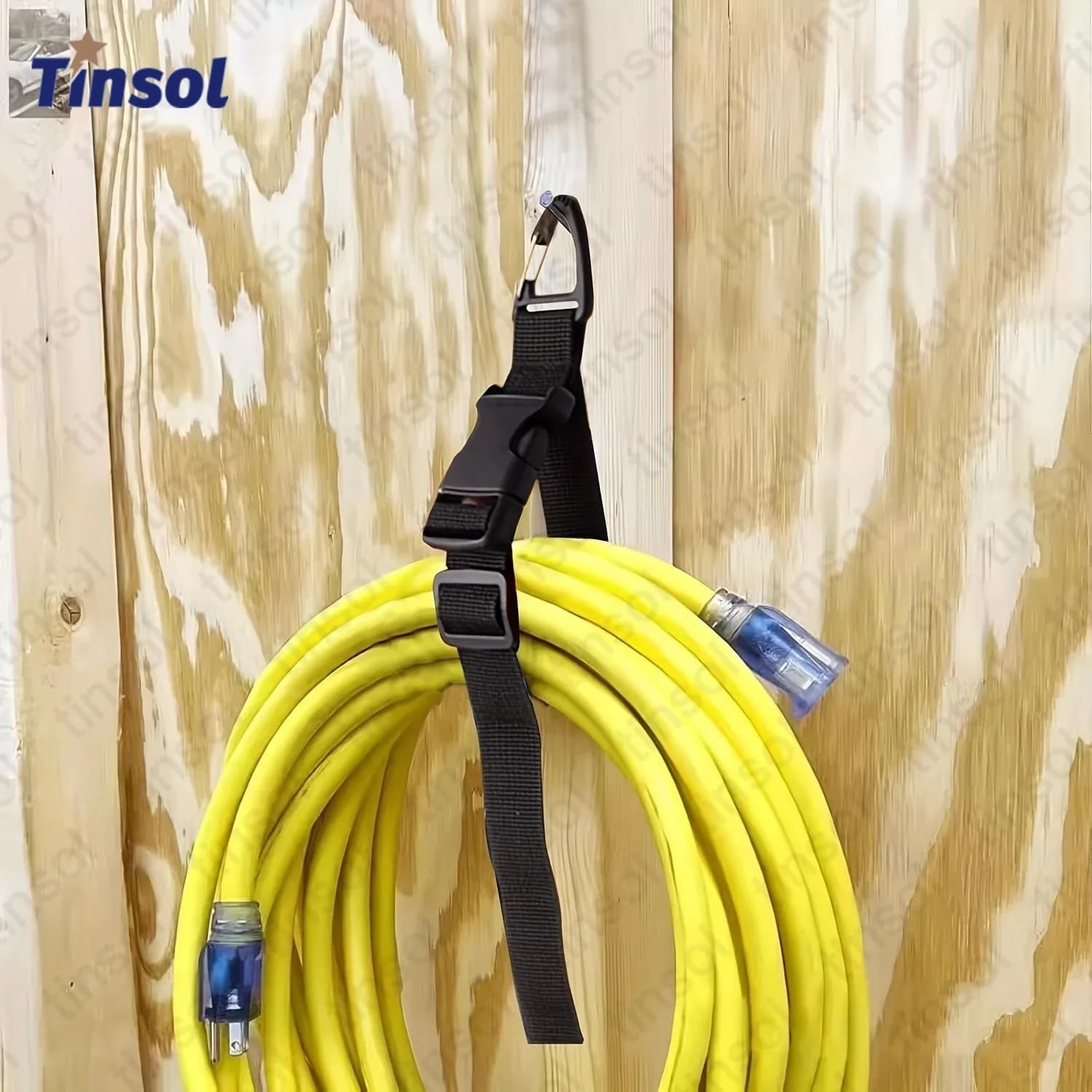 TINSOL Organizzatore per Cavi di Prolunga Regolabile da 45 cm, Cinghia di Fissaggio a 3 Assi Resistente per Gestione Cavi in Officina, Garage e Casa