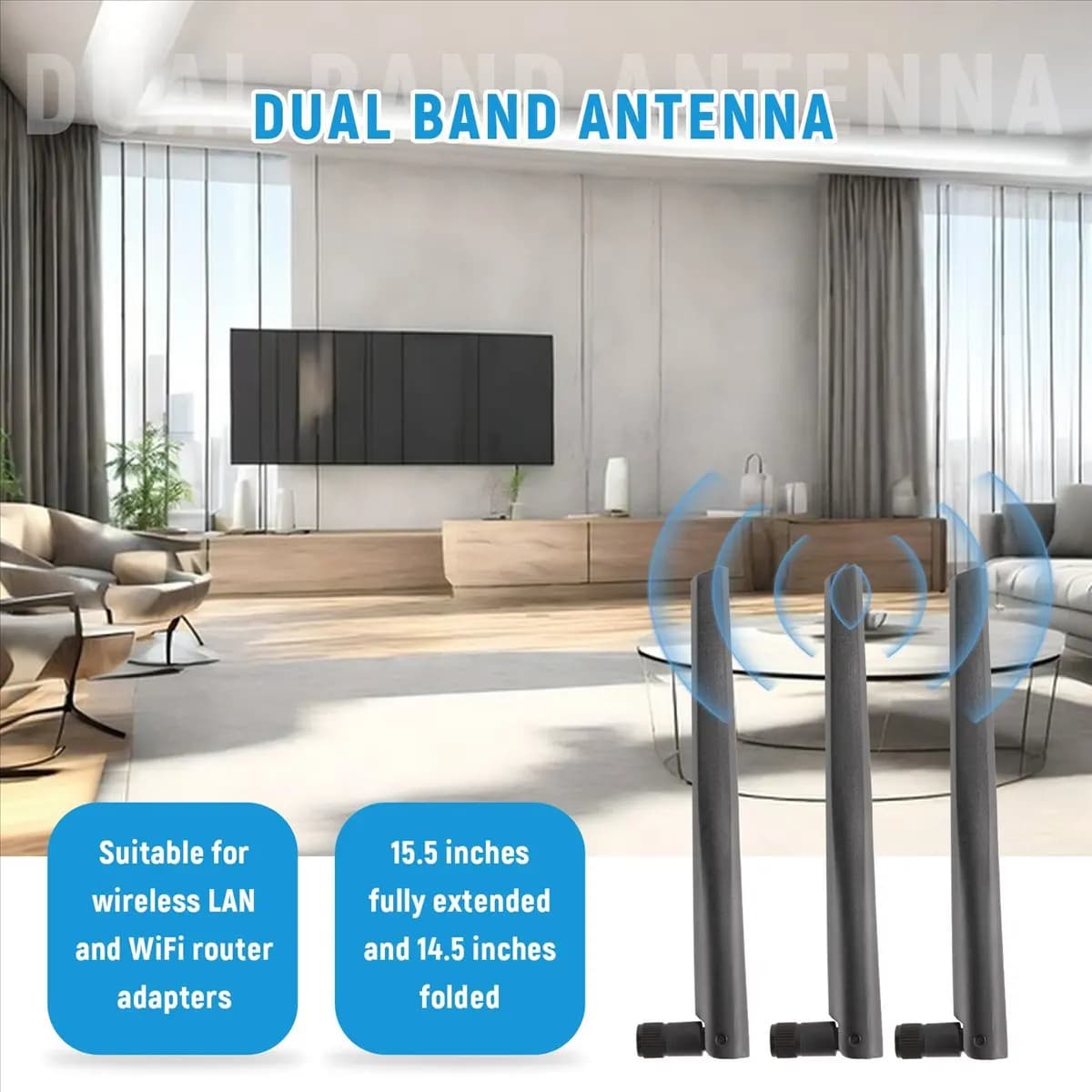 (A02R) Nuova antenna WiFi in metallo da 3 pezzi con interfaccia RP-SMA con antenna WiFi wireless dual-band 2.4G/5G da 5DBi per ASUS RT-AC68U