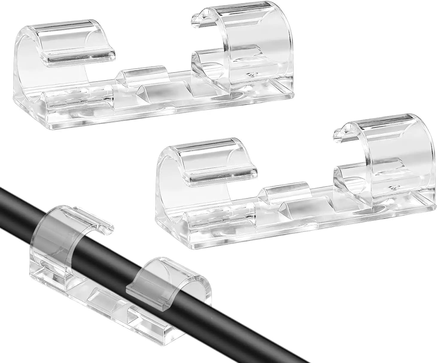 20 Pezzi Clip Autoadesivi per Gestione Cavi, Organizzatori per Cavi da Scrivania, Supporti Adesivi per Cavi TV, Laptop, Ethernet