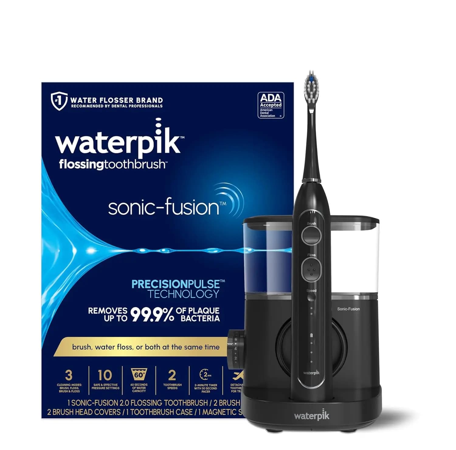 Professional Hydropulsor Combo and Electric Toothbrush, Black SF-04, Packaging Could Change