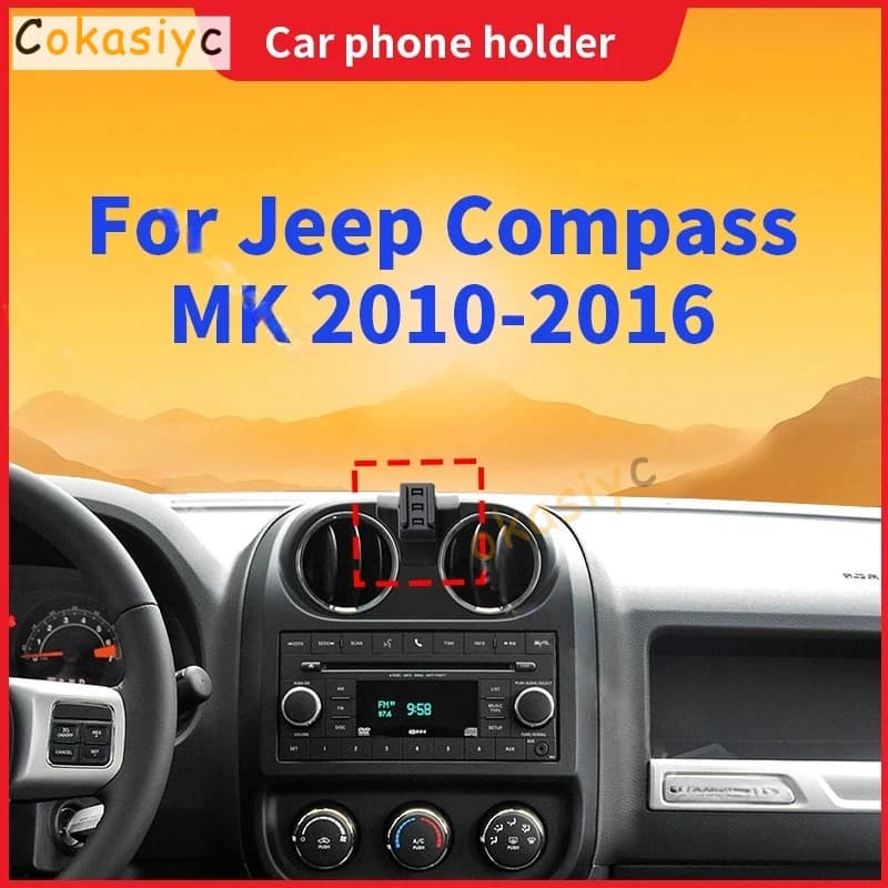 Car Cell Phone Holder For Jeep Compass MK 2010 2016 Special Fixed Bracket Base Wireless Charging Rotation Car Accessories