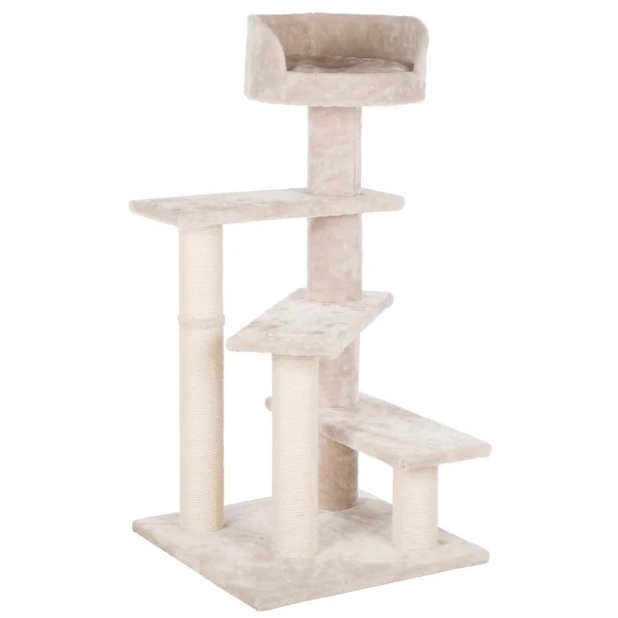 Tulia Senior Plush and Sisal 4-Level 40.2" Cat Tree Scratching Posts and Bed Greige
