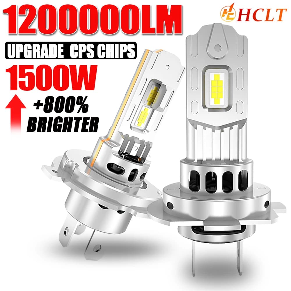 Lampadine LED H7 H4 Super Luminose 9003 HB2 Fari LED 6000K Spotlight con Chip CSP Migliorati e Ventola Wireless per Fari Fendinebbia Auto