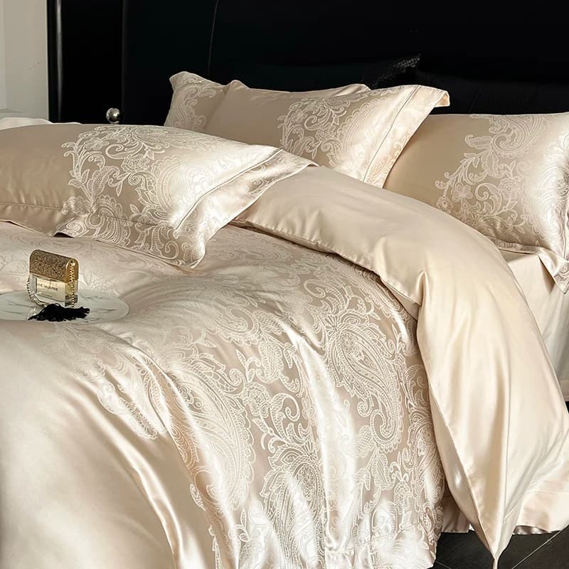Raso Jacquard 1000TC Cotone egiziano Patchwork Set biancheria da letto di lusso europeo Copripiumino Lenzuolo piatto/con angoli Federe 4 pezzi
