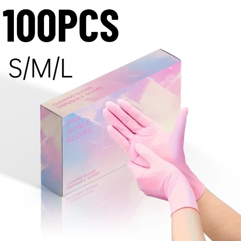 50/100PCS Guanti misti in nitrile rosa chiaro Guanti monouso per la pulizia della casa Cucina Cucina Bellezza Parrucchiere Cura delle unghie