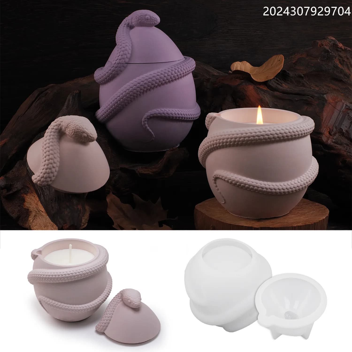 Snake Egg Candle Holder Silicone Mold, DIY Resin Gypsum Cement Storage Jar with Lid Mold for Home Decor