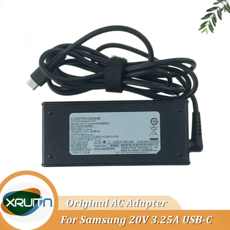 Genuino Per Samsung Galaxy Libro XE525QBB XE521QAB Laptpp Adattatore CA Caricatore 20 V 3.25A 65 W USB-C A18-065N2A PD-65ABH W16-030N1A