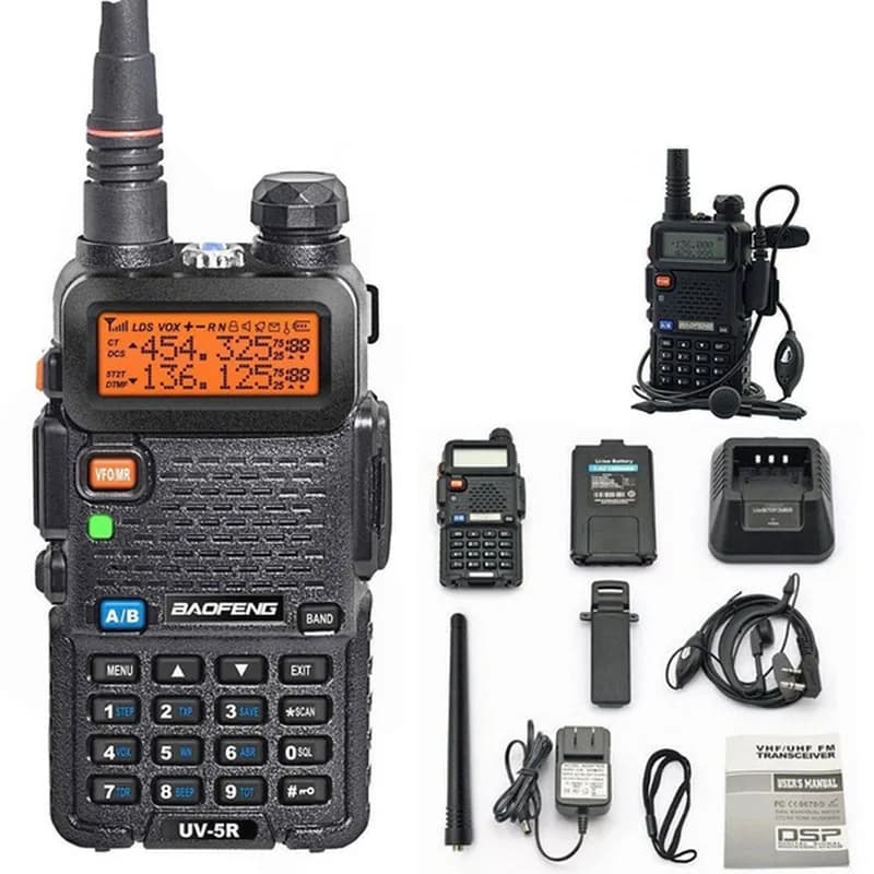 Walkie Talkie Originale Baofeng UV-5R Dual Band 136-174Mhz & 400-520Mhz, Radio Portatile BF UV-5R Pofung, Ricetrasmettitore a Due Vie 10KM