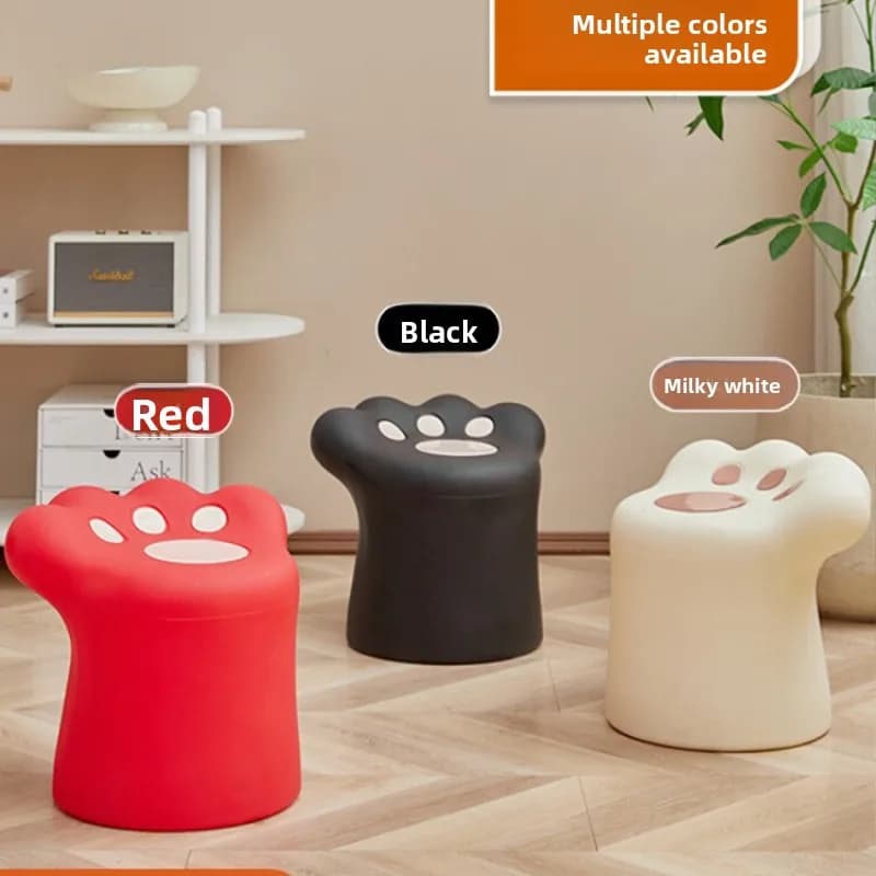 Sgabello per scarpe con zampa di gatto in stile crema, poggiapiedi in plastica monopezzo per ingresso domestico, balcone, finestra, panca a tema animale carino
