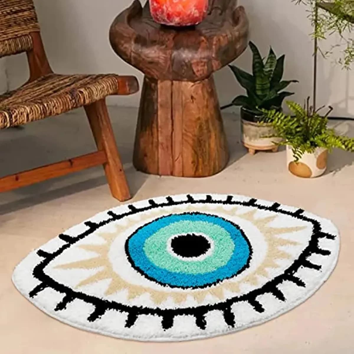 Bathroom mat with pattern thickened anti-slip eyes, tirbino for home decoration