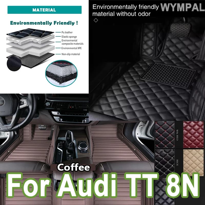 Luxury Carpets Car Floor Mats For Audi TT 8N MK1 1998~2006 Protective Auto Rugs Leather Mat Durable Pad Set Car Accessories set