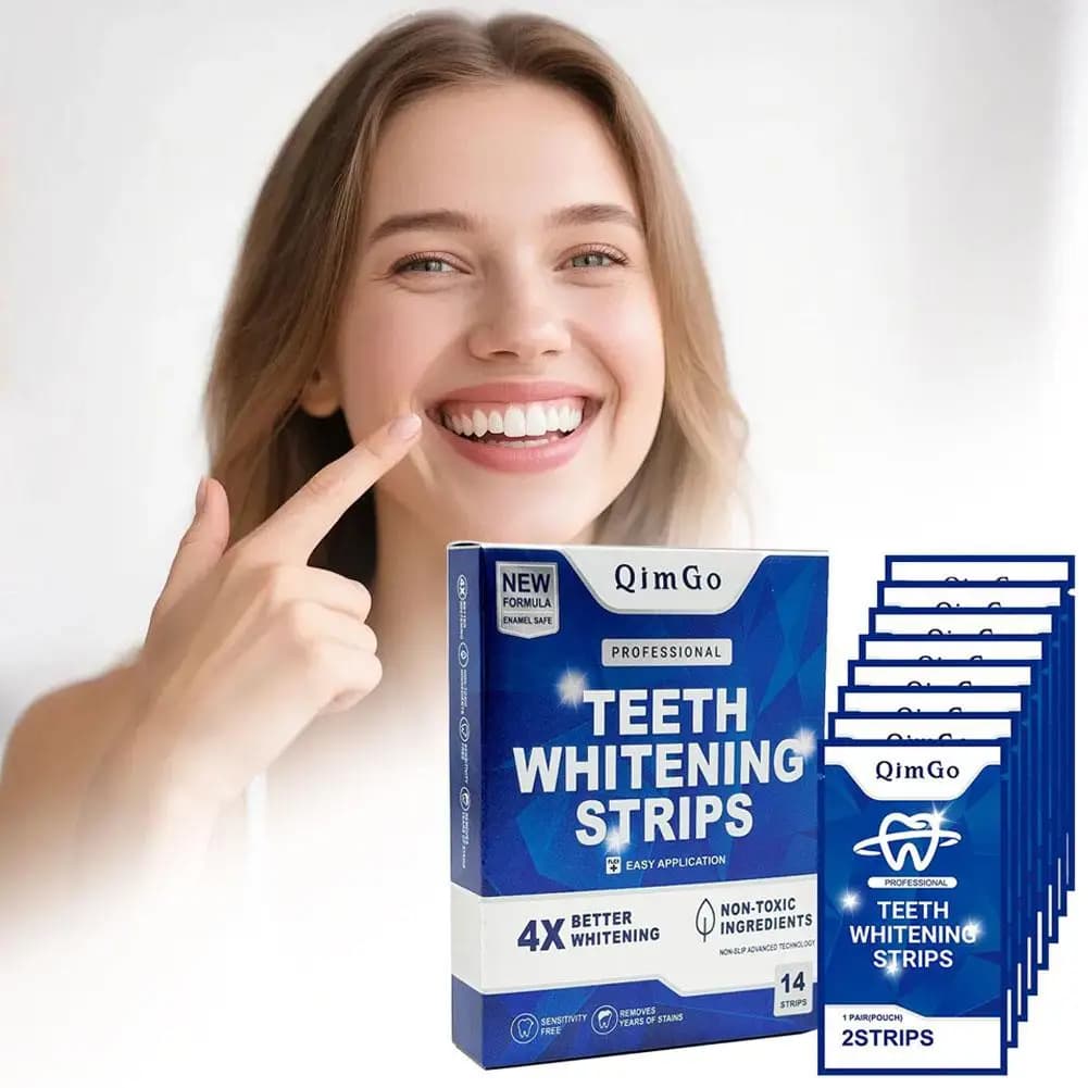 QimGo Professional Whitening Strips for Tooths, Easy Application, 14/28/42 pcs, Non Toxic, Remove Yellow Macchies, Patch for Dental Care