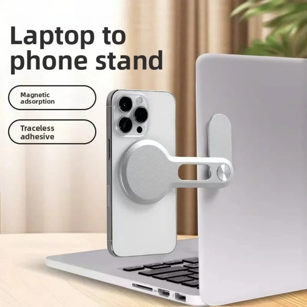 Ultrathin Magnetic Phone Stand 360° Rotatable Foldable Aluminum Alloy Holder for Laptop Airplane Hands-Free Phone Mount Braket