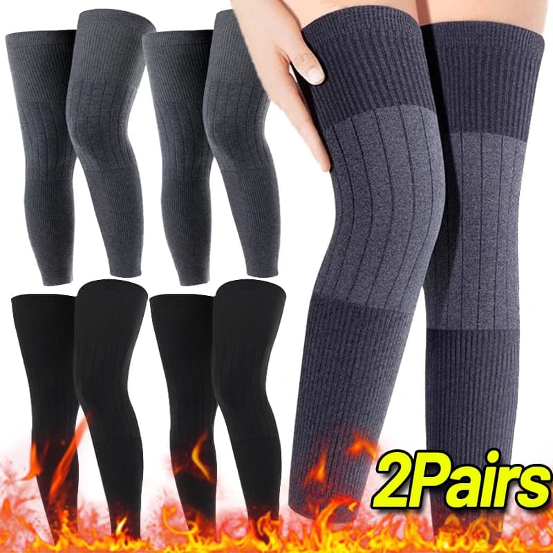 Ginocchiera addensata Protezione invernale unisex per le articolazioni Cuscinetto per le gambe a prova di freddo Sport articolari Ginocchiera senza cuciture Addensare le maniche allungate delle gambe