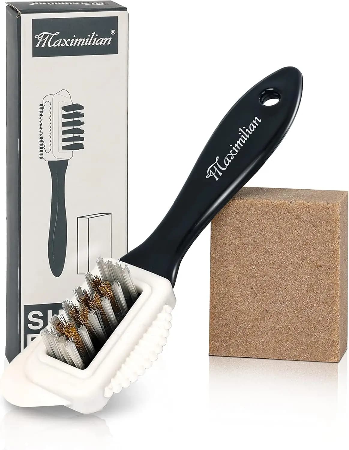 Kit per la pulizia delle scarpe con spazzola e 2 gomme per stivali in pelle - Spazzola lucidante in crine di cavallo