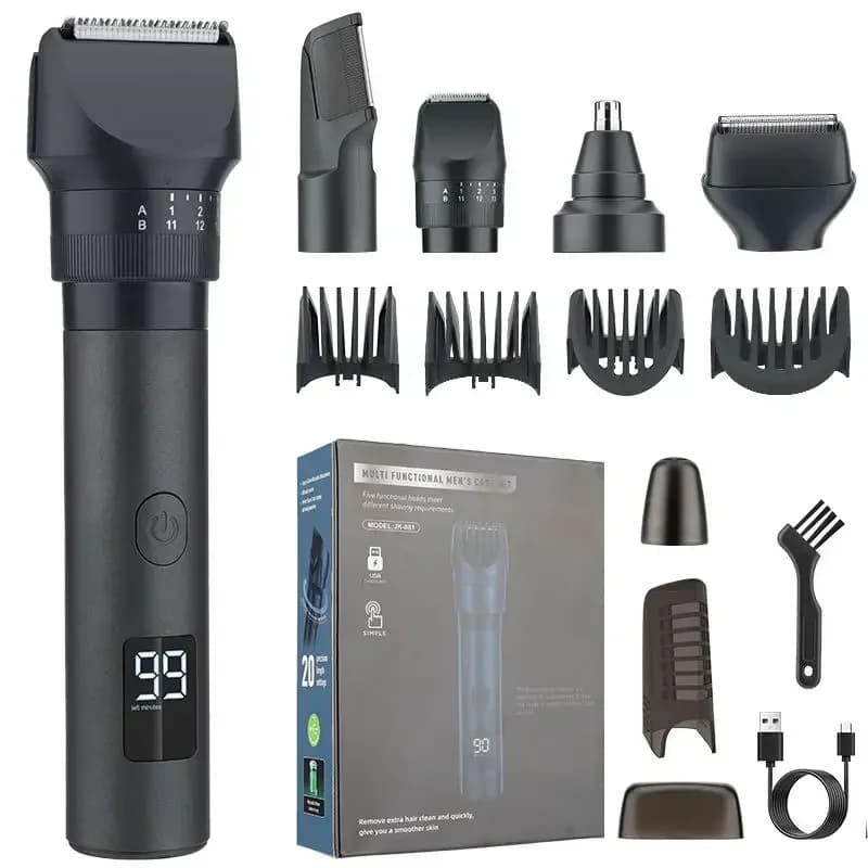 Professional Electric Men's Rulebarba, Lamina and Tosatrice Razor, 5-in-1 Maschile Care Kit, Waterproof Body Razor