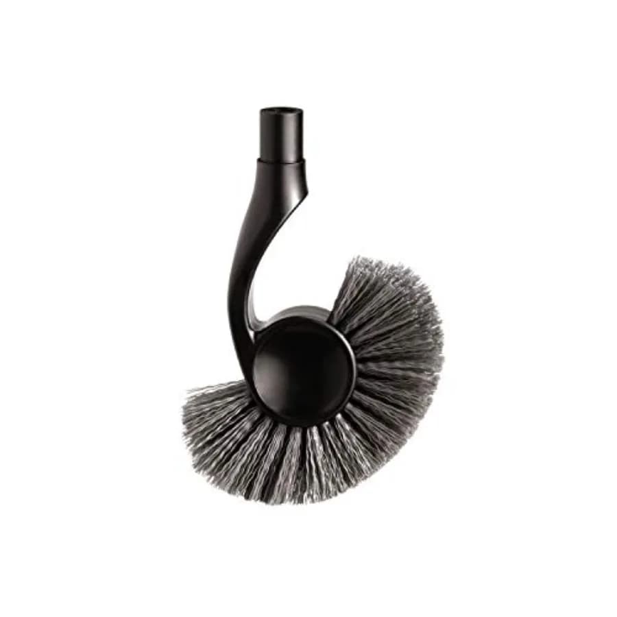 Curated Picks Replacement Toilet Brush Head, Easy Screw On, Stiff Outer Bristles, Black Plastic