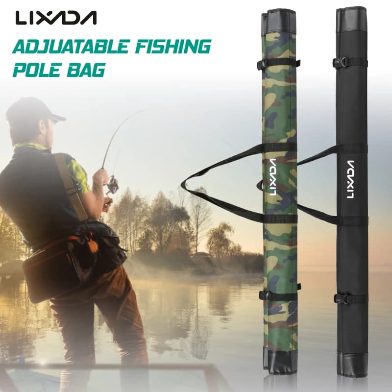 Lixada fishing rod case portable soft case folding rod case Organizer Pole Set