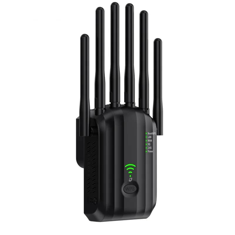 Ripetitore WiFi Dual Band 1200Mbps 5GHz/2.4GHz, Estensore di Segnale Wireless per Router Domestico con Penetrazione a Parete