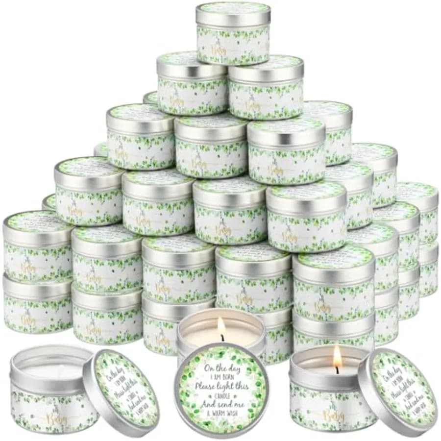 50 Pcs Baby Shower Party Favors Candles Lavender Scented Gender Reveal Candles Bulk for Party Favors Baby Shower Rustic Return
