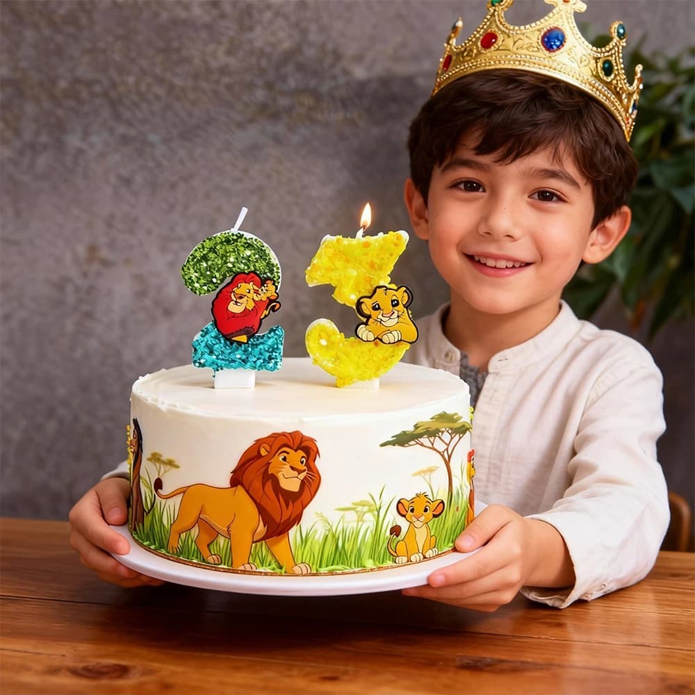 Candela Numero 0-9 Il Re Leone, Decorazione per Torta di Compleanno, Topper per Torta Simba Il Re Leone, Decorazione per Baby Shower, Regalo