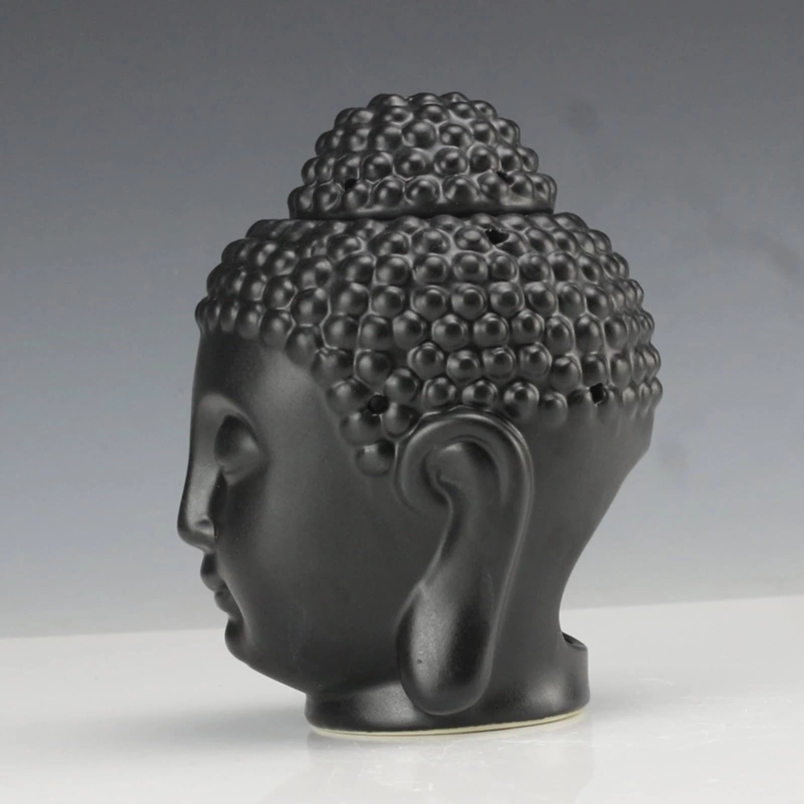 Buddha Head Aroma Burner Sculpted Buddha Head Oil Burner Tealight Candle Holder Relaxing Multipurpose for Meditation, Spa