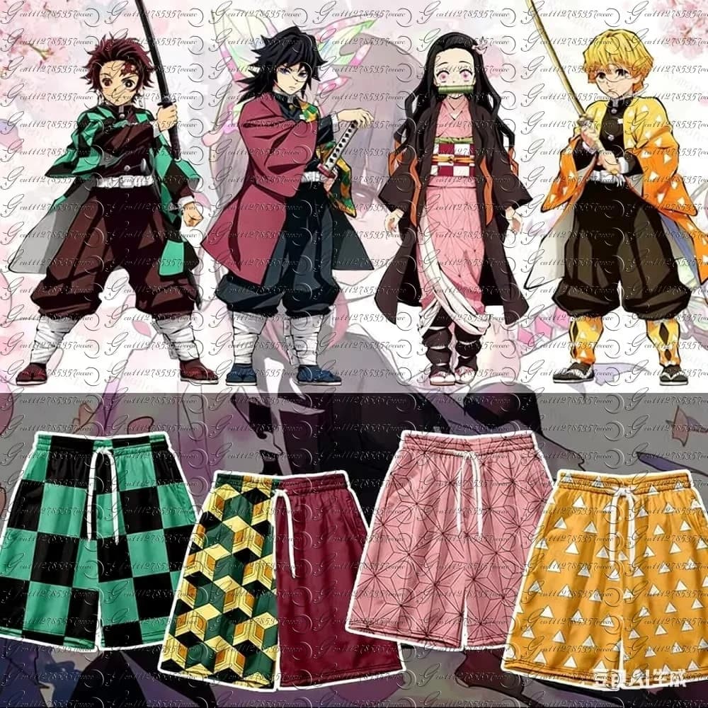 Nuovi Pantaloncini Demon Slayer 2026 per Uomo e Donna, Pantaloni Estivi, Merchandising Anime e 3D, Pantaloni da Spiaggia Larghi e Casual, Pantaloni Capri