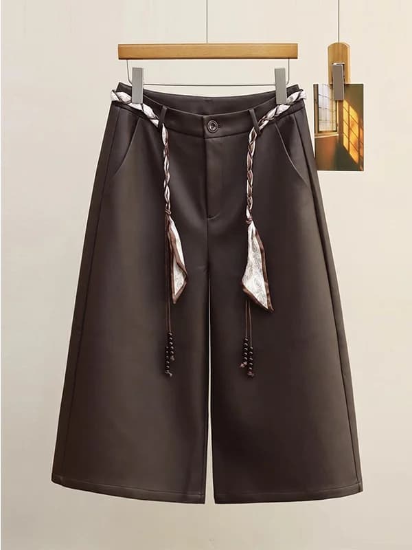Pantaloni Casual da Donna in Pelle PU alla Moda, Lunghezza 7/8, Vita Alta, Gamba Dritta, Effetto Modellante e Nascondi-Glutei