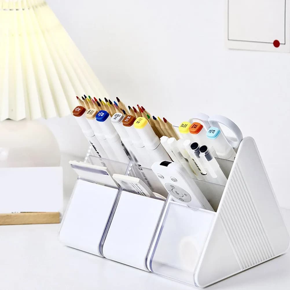 Desk Organizer Transparent to 3 Levels, Gate Pens, Makeup Brushes and Office Items, Elegant and Robust PP ABS PS