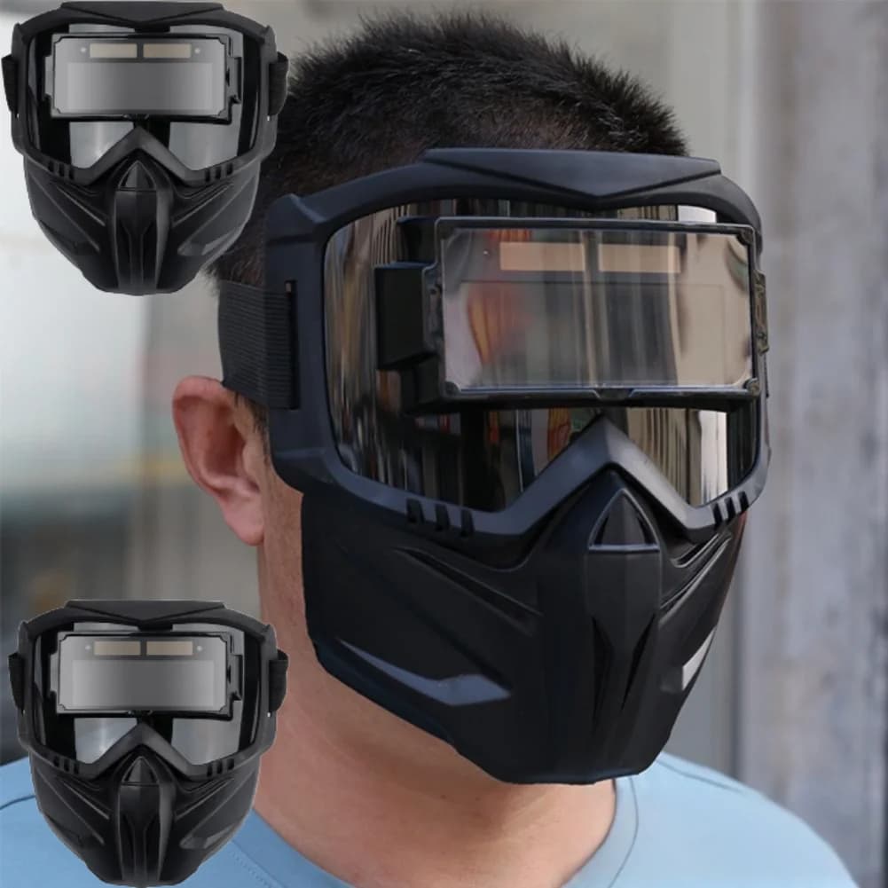 Occhiali per saldatura a oscuramento automatico 1/2PC, equipaggiamento protettivo da lavoro, protezione per il viso, fascia regolabile, resistente agli urti, maschera per saldatore.