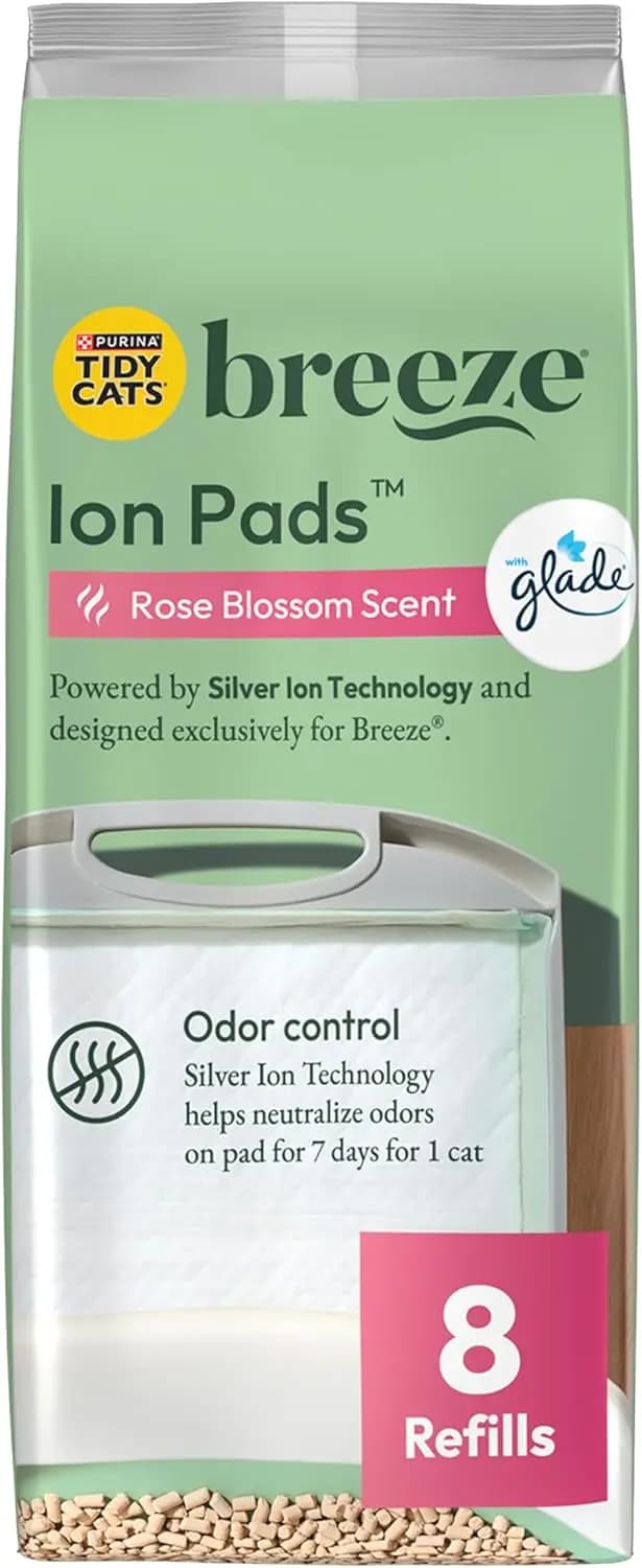 Ricarica di Tappetini Profumati per Lettiera Gatti con Fragranza di Fiori di Rosa, Tecnologia Ionica per il Controllo degli Odori