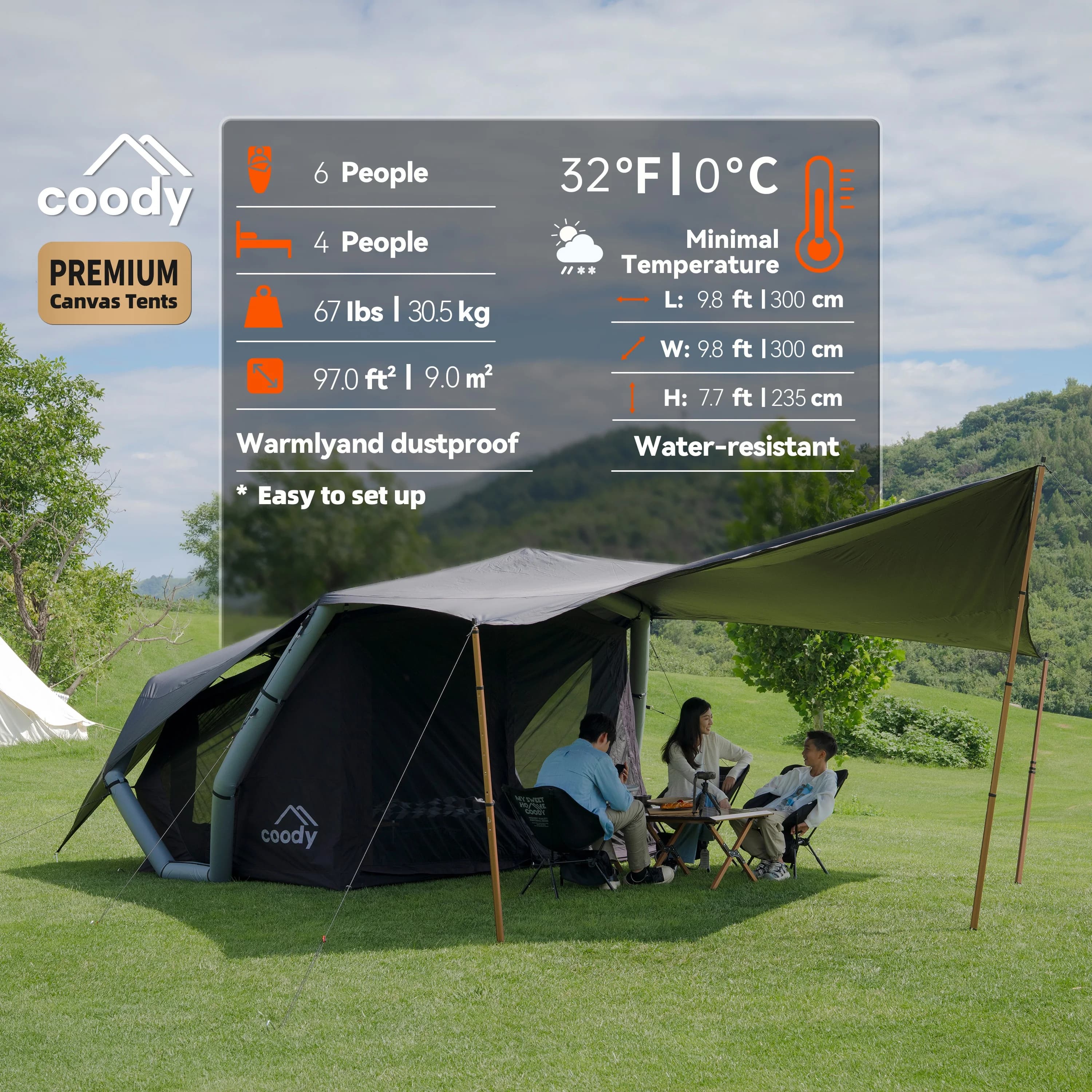 Tenda gonfiabile Havena Air Tent-Black per esterni, tenda da campeggio per viaggi