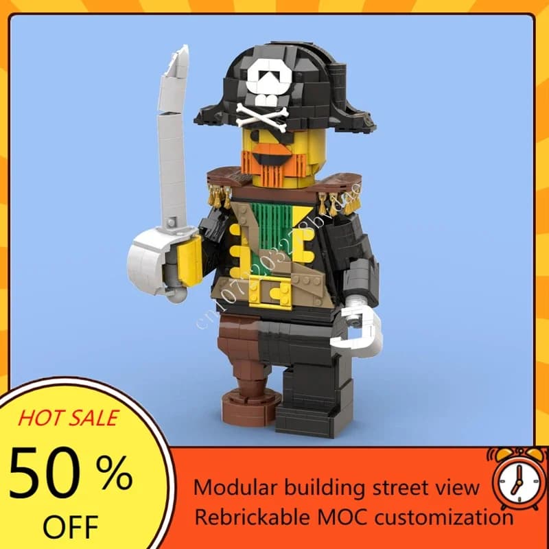 986PCS MOC Sculture Serie Pirata 6:1 Mega Figura Modello Puzzle Personalizzato Tecnologia FAI DA TE Assemblaggio Creativo Giocattolo Regali