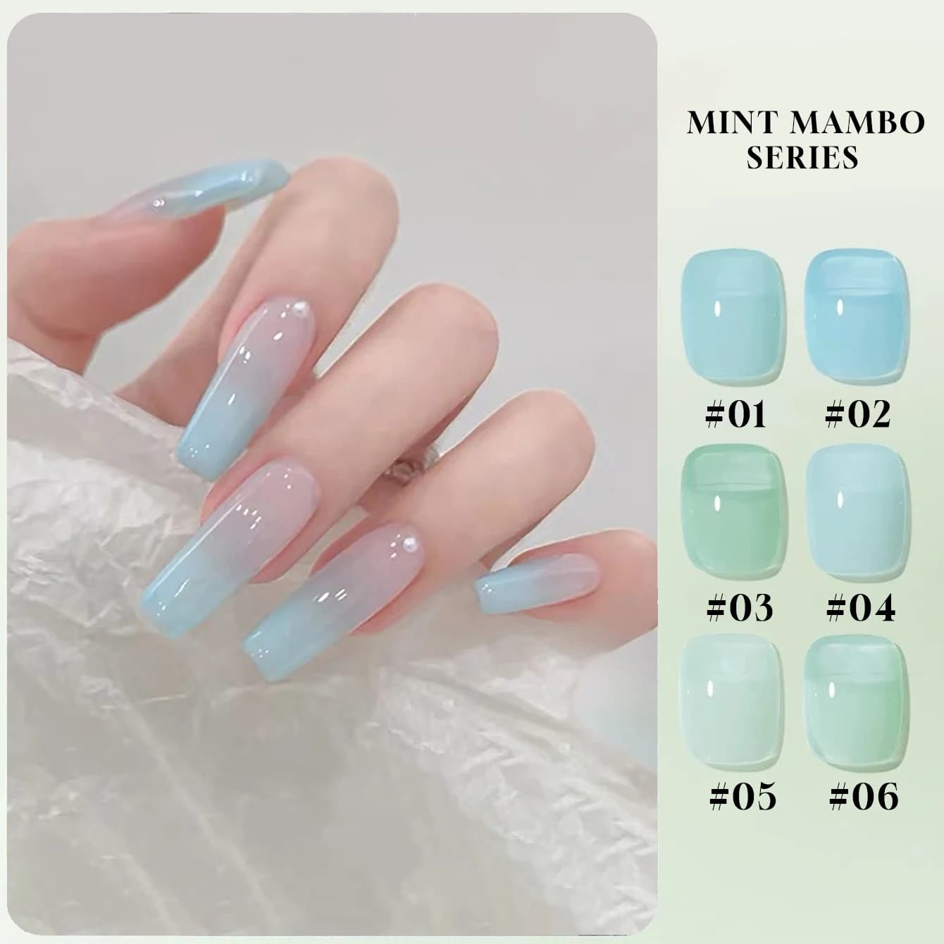 MN 1 pz 12ML Smalto Gel Mint Mambo Trasparente Blu Verde Serie Gel Polish Effetto Ghiaccio Unghie Blu UV LED