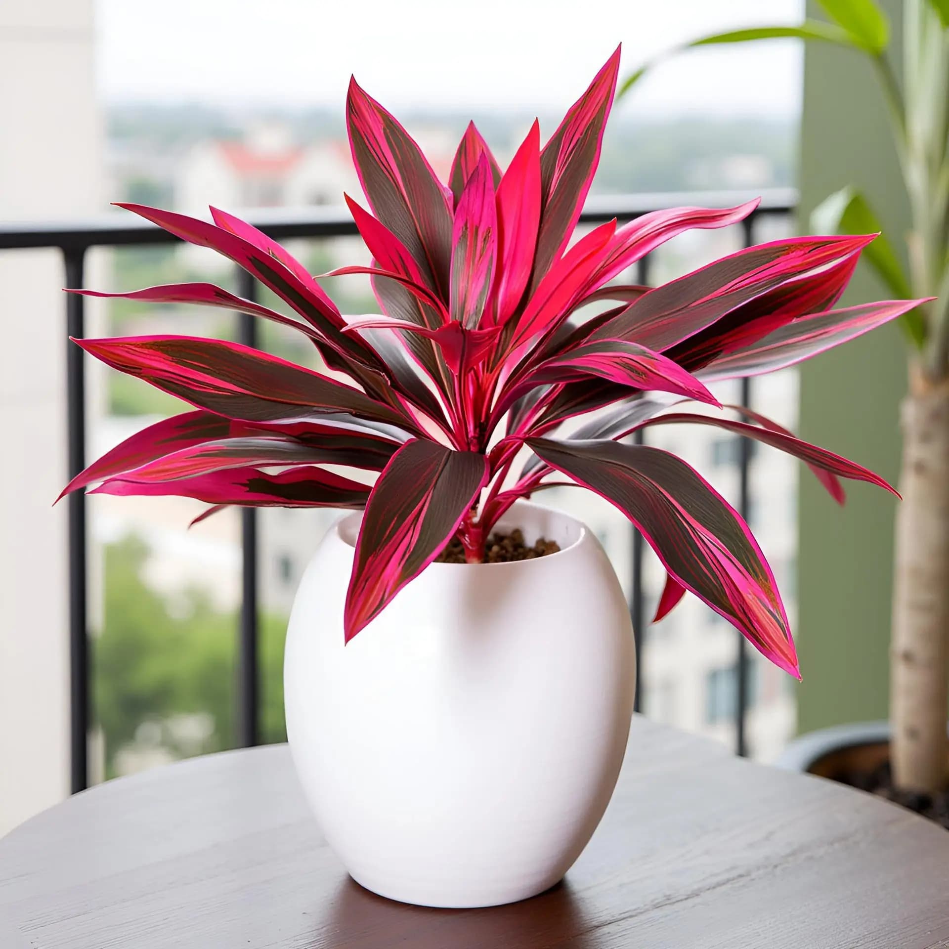 Artificial Tropical Plant UV Resistant Outdoor Fake Boston Fern Agave Hosta Potted Shrubs Purple Front Porch Patio Garden Decor