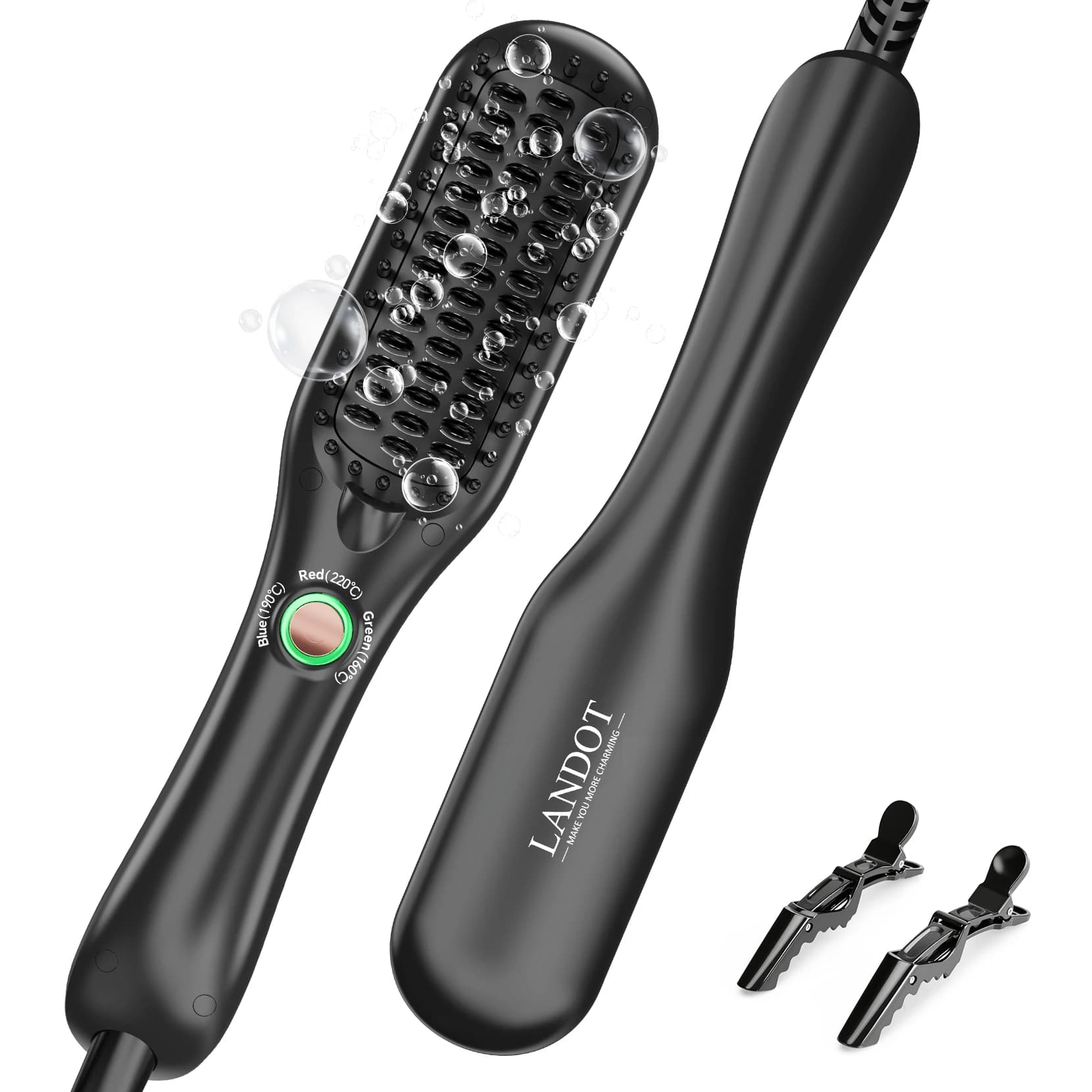 Mini Spazzola Lisciante per Capelli - Spazzola Ionica Compatta per Capelli Lisci Senza Crespo, Pettine Riscaldato Leggero e Portatile