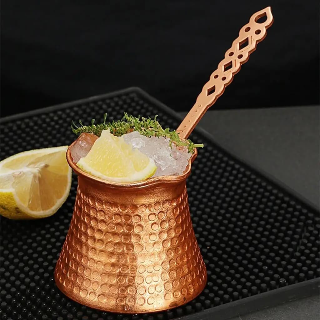 Turkish Copper Cafetiere Martellato in Mano, Ibrik Vintage, Cezve with Cup