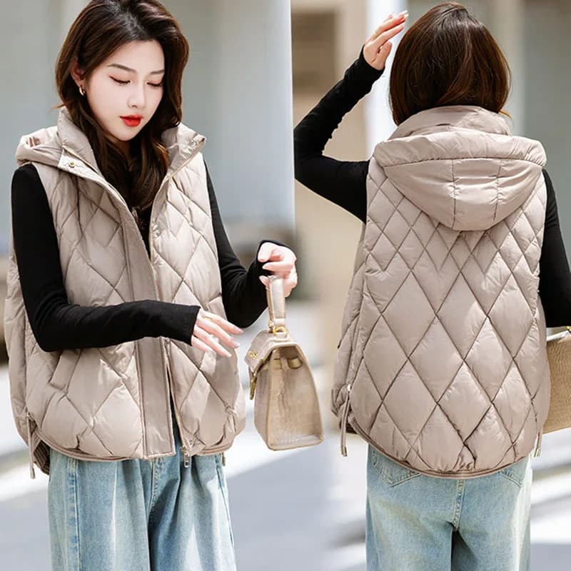2024 piumino di cotone gilet donna Parka corto autunno inverno giacca cappotto nuovo coreano con cappuccio senza maniche giacca calda femminile gilet top