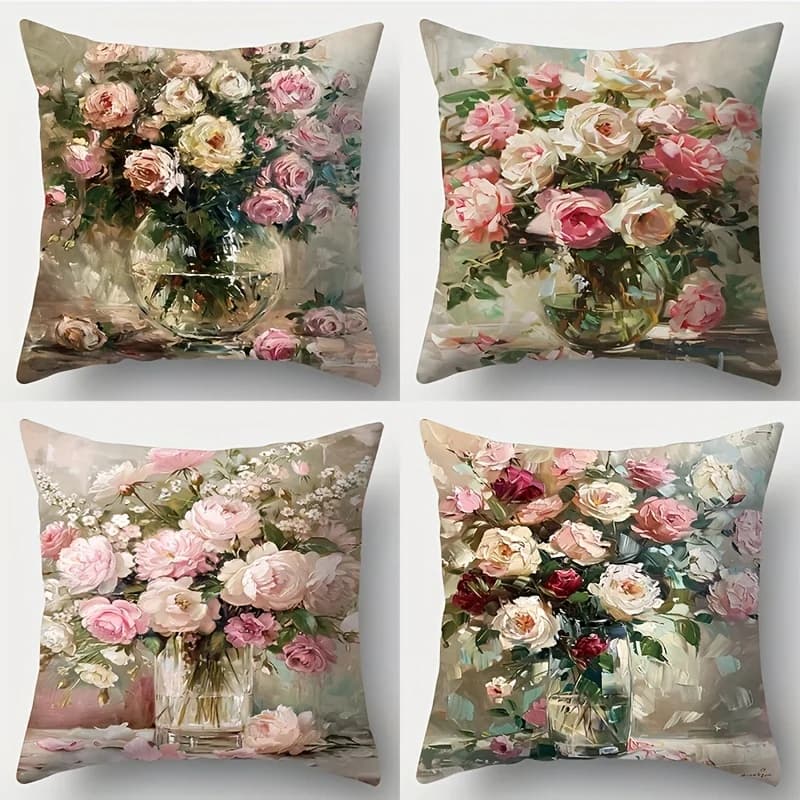 1/4 pezzi federe con motivo floreale vaso divano fodera per cuscino decorazione della camera da letto di casa